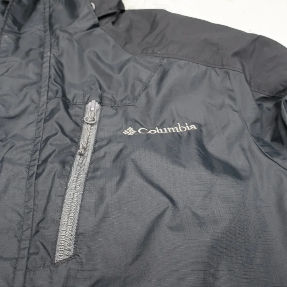 Columbia Jacket Men Medium Black Ripstop Waterproof Hooded Outdoor 3in1 Shell
